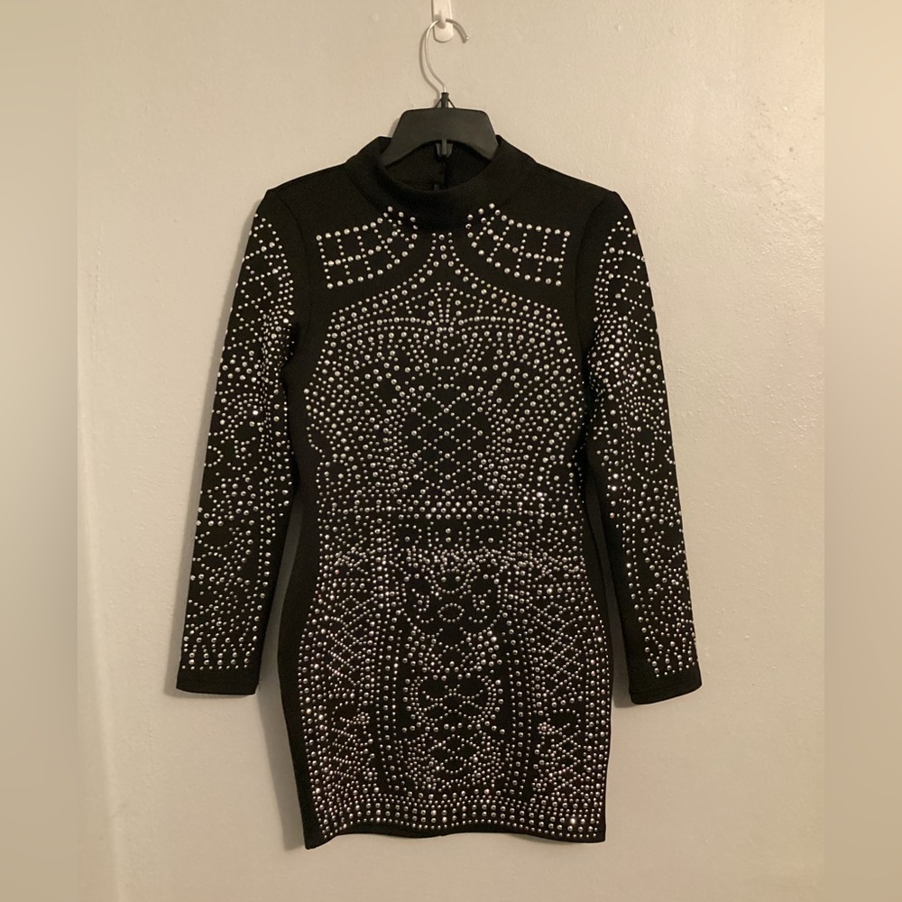 Missord Woman’s Black Studded Midi Dress. Size Medium.